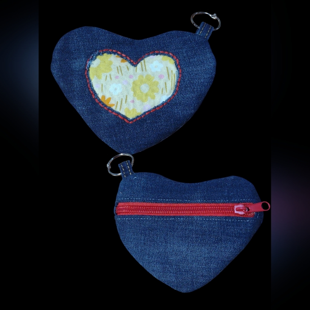 Handmade Upcycled Heart-Shaped Denim Purse 3